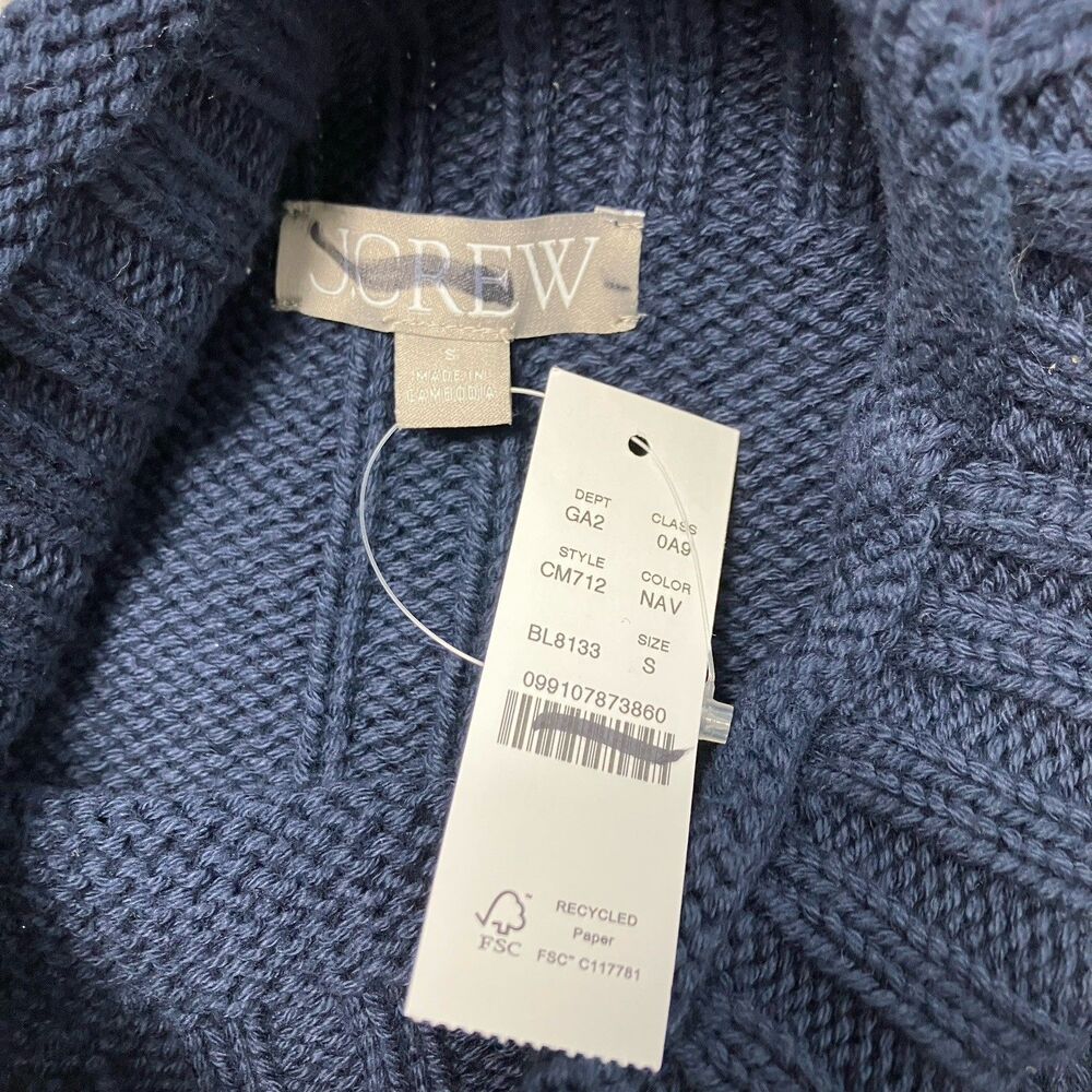 J Crew 2025 Rollneck Sweater Womens S Navy Blue 100% Cotton Coastal Minimalist - Picture 7 of 14